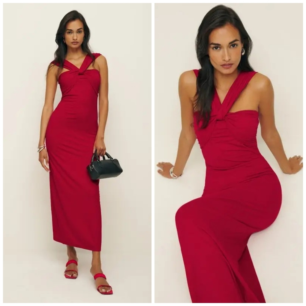 Reformation Xena Maxi Dress, XS, Color Lipstick, Halter Maxi Dress